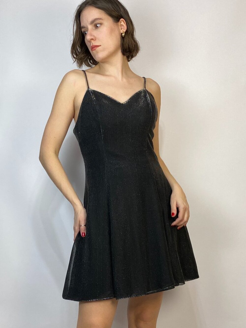 Vintage 1980s SILVER Metallic Open Back Dress! Medium - Picture 5 of 7